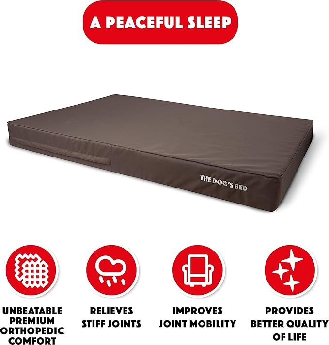 The Dog’s Bed Orthopedic Memory Foam Dog Bed, XXXL Grey/Black 64x44, Pain Relief for Arthritis, Hip & Elbow Dysplasia, Post Surgery, Lameness, Supportive, Calming, Waterproof Washable Cover
