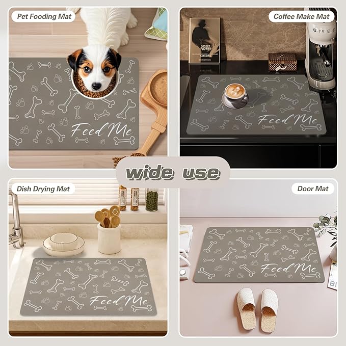 Le courant Absorbent Pet Mat Dog Cat Mat for Floors Waterproof,Cat Placemat Mat for Feeding Bowls - No Stains No Sliding Quick Dry Dog Water Mat Eating Mat Dish Mat-15.7x23.6 in