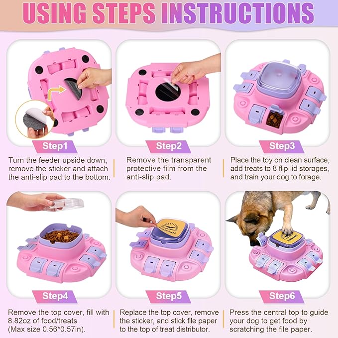 Dog Puzzle Toy Slow Feeder Dog Treat Dispenser Nail File Toy Mental Enrichment Toy Food Dispenser for IQ Training