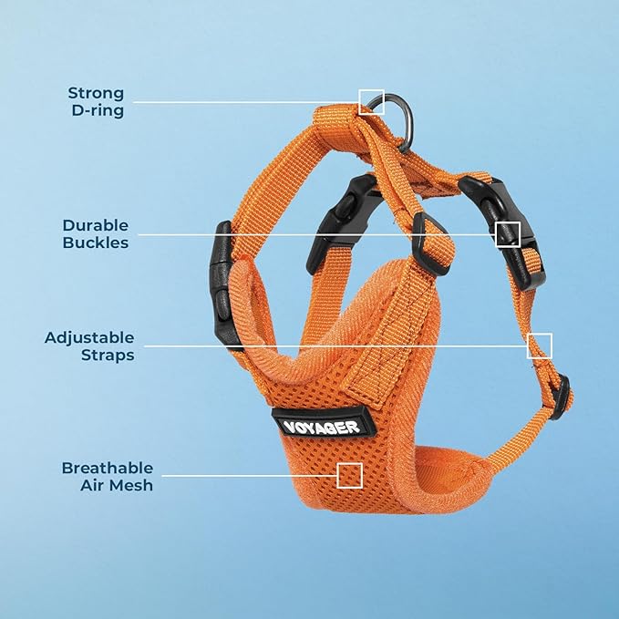Voyager Step-in Pet Harness - All Weather Mesh, Adjustable Step in Harness for Cats and Dogs by Best Pet Supplies - Orange, XL
