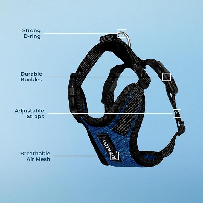 Voyager Step-in Pet Harness - All Weather Mesh, Adjustable Step in Harness for Cats and Dogs by Best Pet Supplies - Royal Blue/Black Trim, XL