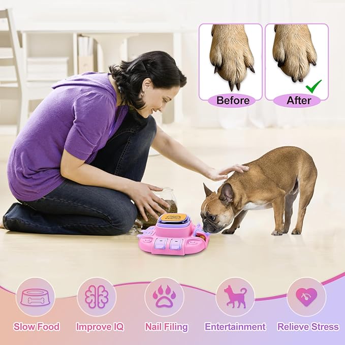 Dog Puzzle Toy Slow Feeder Dog Treat Dispenser Nail File Toy Mental Enrichment Toy Food Dispenser for IQ Training