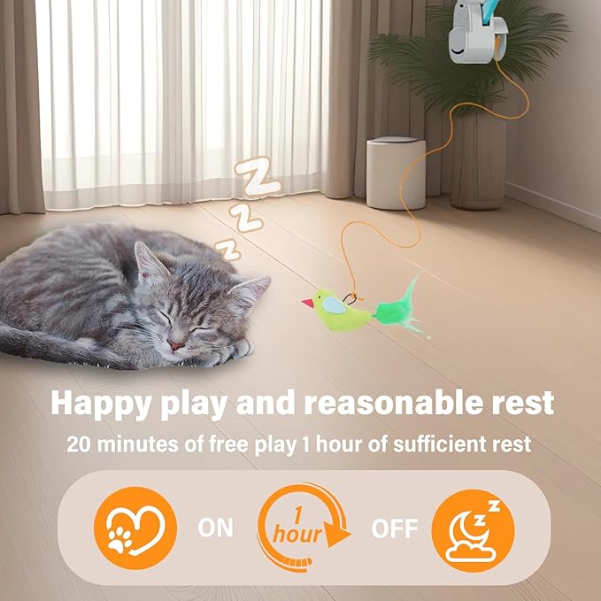 Interactive Cat Toys for Indoor Cats Automatic Electric Flying Bird Feather Wand Toy - Best Kitten & Adult Cat Enrichment Toy Hanging Electric Kitty Toys for Bored Cats