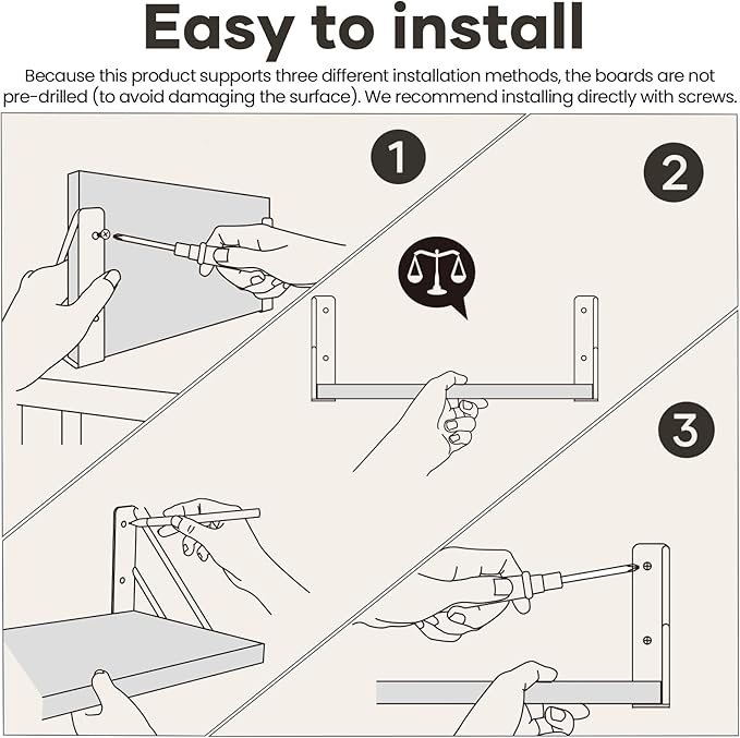 BAYKA Wall Shelves for Bedroom Decor, Floating Wall Shelves for Living Room Kitchen Storage, Wall Mounted Rustic Wood Shelves for Kids Books,Corner Shelves for Bathroom(White and Gold,Set of 3)