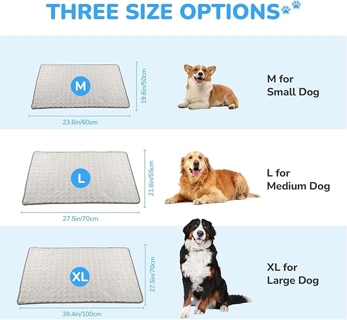 Cooling Mat for Dogs and Cats, Self-Cooling Mats for Pets, Dog Cool Pad Cooling Blanket Indoor and Outdoor Pet Mats for Dogs (Gray, X-Large)