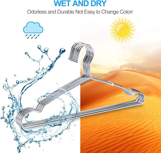 Wire Hangers, Clothes Hangers 50 Pack Heavy Duty Stainless Steel Metal Pants Hangers 16.5inch