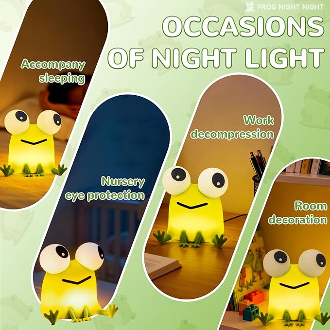 Frog Night Light for Kids, Dimmable Silicone Night Light for Nursery,Frog Lamp Suitable for Boys and Girls Room Decor