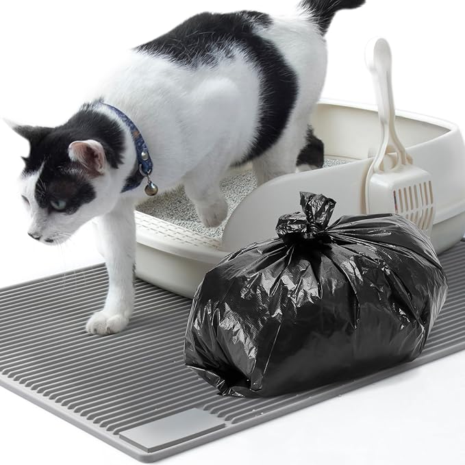 Glotoch 500 Count Economical Cat Litter Bags 4 Gallon Black, Leak-Proof, Disposable Cat Waste Trash Bags for Pet Poop, Plastic T-shirt doggy bag for Kitty Waste Garbage 12" x 6.5" x 21"