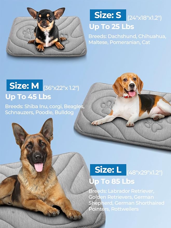 Dog Cooling Mat, Reversible Cool & Warm Pet Orthopedic Pad, Thick Mat for Summer & Winter, Machine Washable, Portable for Crate, Kennel, Bed, Floor, Sofa, Car (Cool Grey, Largeļ¼48" x 29")