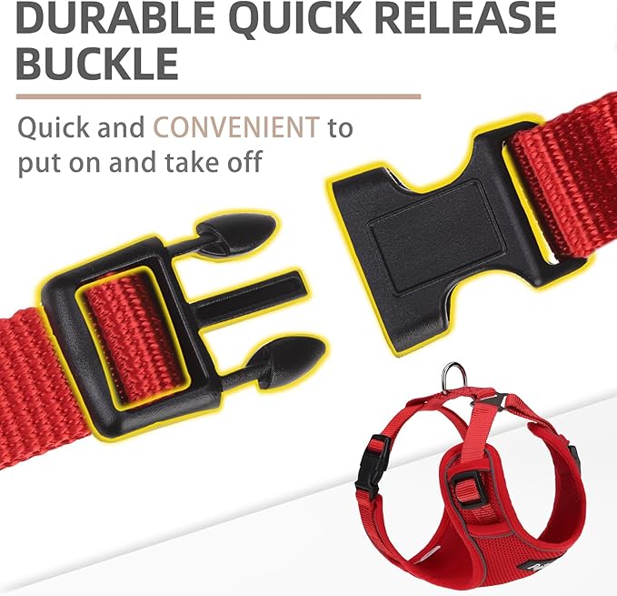 PUPTECK Small Dog Harness and Leash Set, No Pull Adjustable Puppy Cat Harness, Reflective Soft Mesh Pet Vest Small Sized