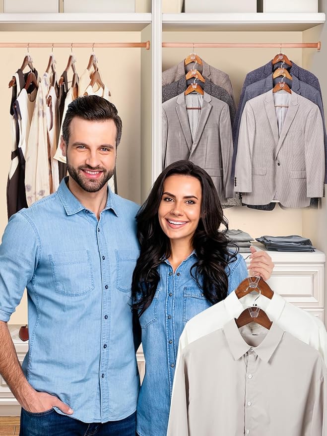 HOUSE DAY Space Saving Hangers 20 Pack, Clear Clothes Hanger Connector Hooks, Heavy Duty Hangers Space Saver, Premium College Dorm Room Essentials, Closet Organizers and Storage