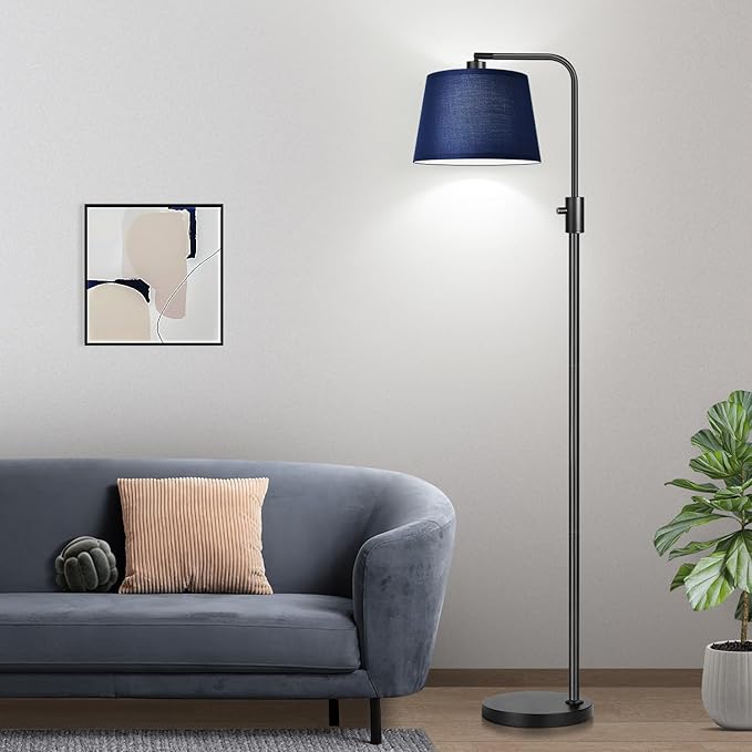Nintiue 【Upgraded】 Dimmable Floor Lamp, 1000 Lumens LED Edison Bulb Included, Modern Arc Standing Tall Floor Lamp for Living Room Bedroom Office Dining Room - Blue