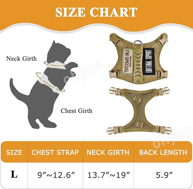Tactical Cat Harness for Walking Escape Proof, Soft Mesh Adjustable Pet Vest Harness for Large Cat, Small Dog and Khaki…