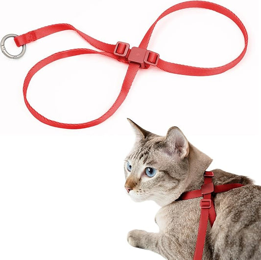 Cat Harness Escape-Proof Anti-Choking Adjustable Nylon Harness Lightweight with Anodized Aluminum Buckle, Ideal for Cats Outdoor Walking and Training, IDA Award (Vivid Red, S (13.8"))