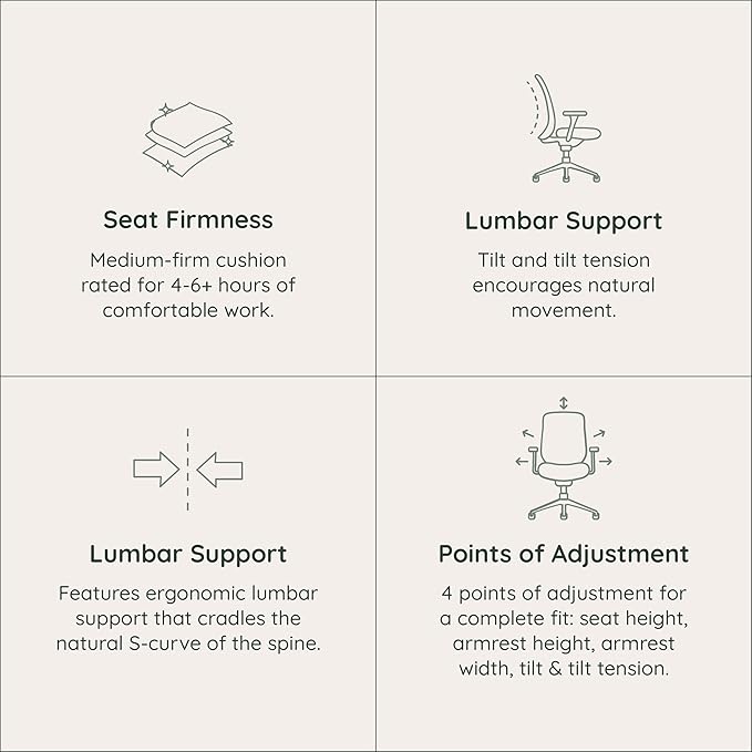 Branch Daily Chair - Vegan Leather Office Chair with Swivel, Lumbar Rest, and Adjustable Armrests - Comfortable Seating for Improved Posture and Productivity - Dune