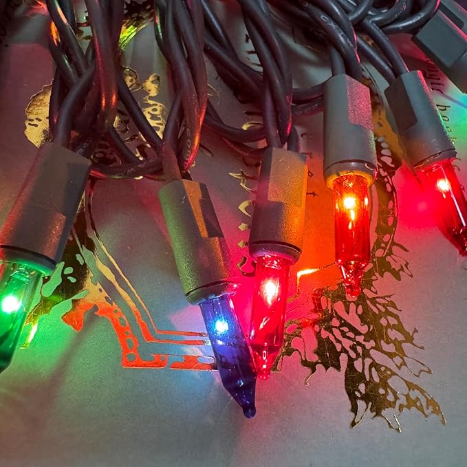 HISHINY Christmas Lights 100 Count Multicolor Christmas Tree String Lights with Green Wire for Outdoor Indoor Christmas Decorations Wedding Decorations Valentines Day Decor,UL Certified (21feet)