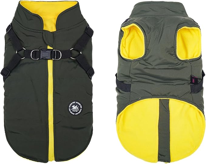 Norbi Dog Coat, Winter Coat with Harness Built in, Adjustable Warm Coats for Small Medium Large Dogs Cold Weather Coats