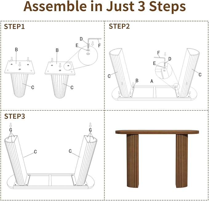 Fluted Solid Wood Console Table-39.2" Farmhouse Entryway Table with Rounded Corners, Morden Sofa Tables Behind Couch for Foyer, Entrance, Living Room, Hallway