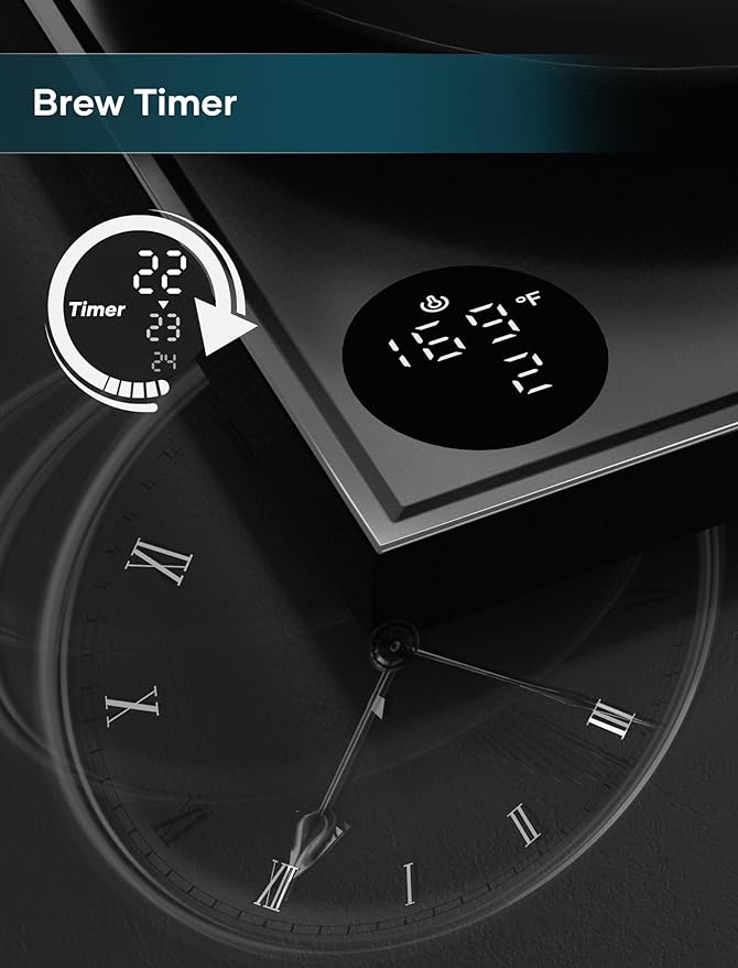 Electric Kettle, Gooseneck Electric Kettle, ±1℉ Precise Temperature Control, Stainless Steel Interior, Quick Heating for Pour Over Coffee, Tea & Boiling Water, 0.9L (Black)