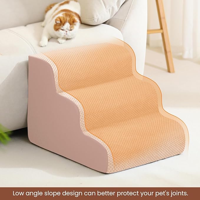 Dog Stairs for Small Dogs, High Density Foam Dog Steps, Extra Wide Non-Slip Pet Ramp for High Beds Or Couch, Soft Doggie Ladder for Dogs Injured, Older Pets, Small Cats