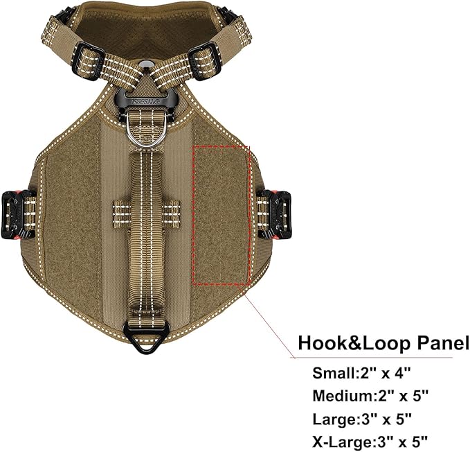 ICEFANG GN8 Tactical Dog Harness with 4X Metal Buckles for Small Sized Dogs,Reflective in Training Walking K9 Vest,No-Pull Front Leash Clip,Adjustable Pet Harness (Brown, Small (Pack of 1))