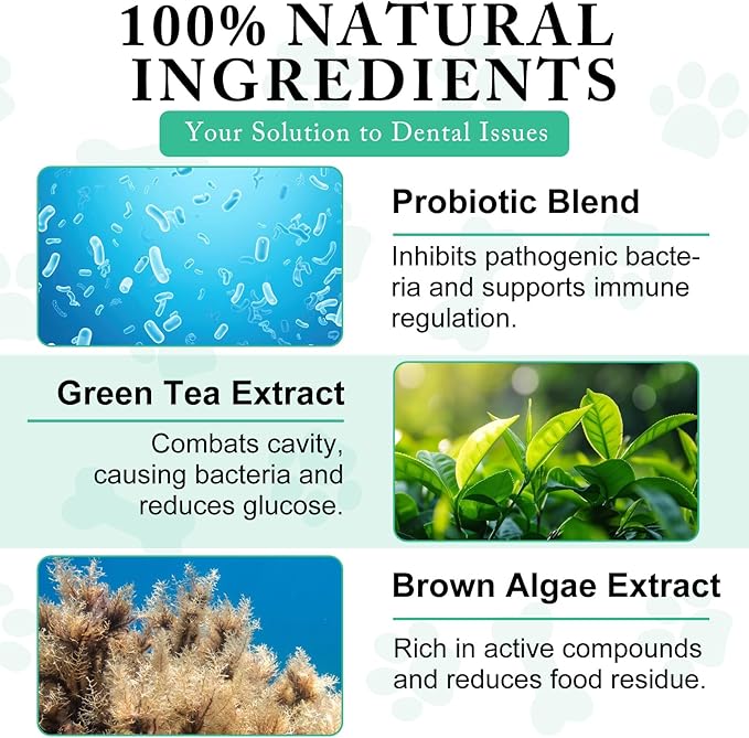 Dog Dental Powder for Fresh Breath and Healthy Teeth - Plaque Control for Small, Medium, Large Dogs