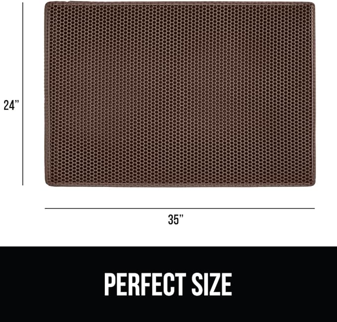 GORILLA GRIP Honeycomb Cat Litter Box Mat, 35x24 Two Layer Trapping Waste Mats, Soft On Paws, Litter Box Supplies and Essentials for Indoor Cats, Traps Excess, Water Resistant for Floors, Brown