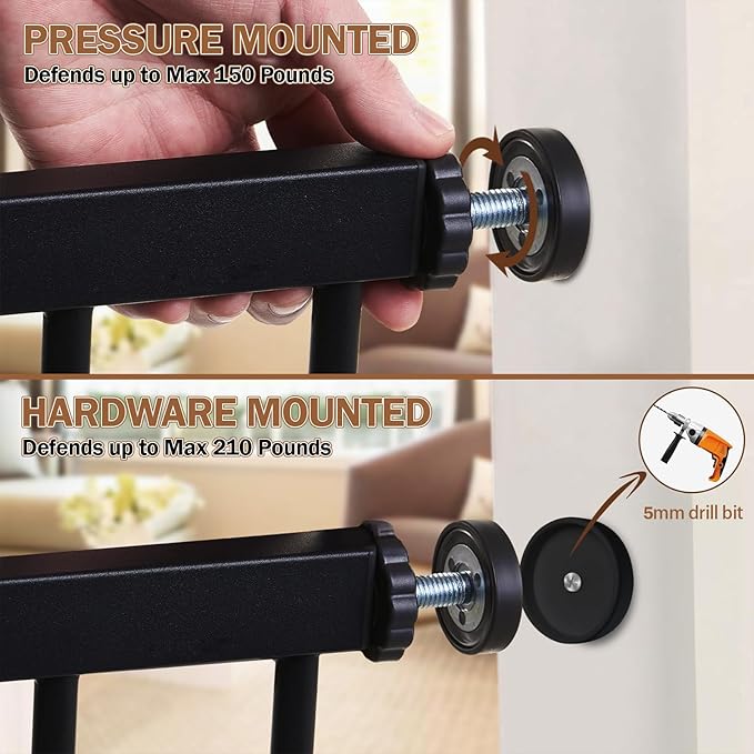 Baby Gate Extra Wide, 29.5-51'' Pressure Mounted Dog Gate with Walk Thru Door, Auto Close Pet Gate for House, Stairs, Doorways,Black