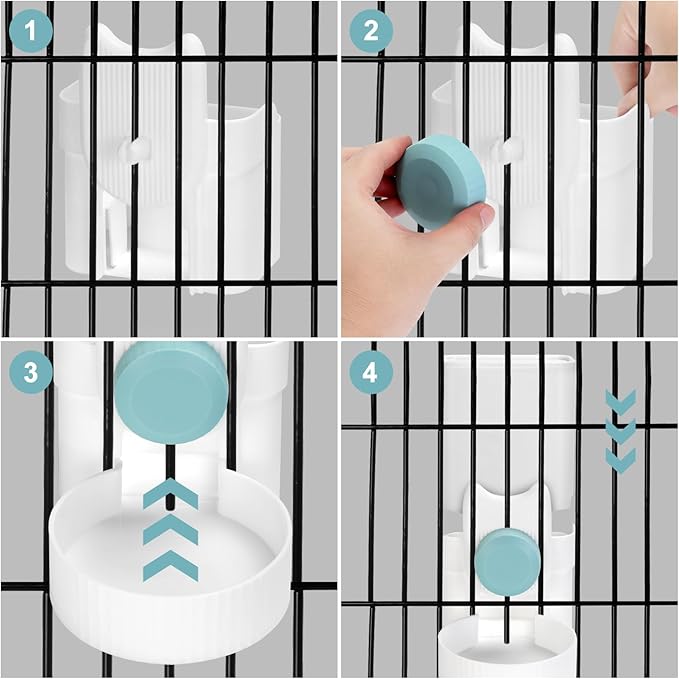 Automatic Cat Feeder and Water Dispenser, ShineMe 35oz Auto Gravity Feeder Hanging Food and Water Bowls for Small Pets, Cats, Kitten, Dogs, Rabbits, Ferrets (Blue)