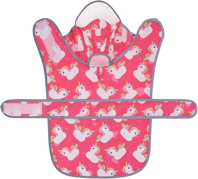 HDE Dog Raincoat with Clear Hood Rain Jacket Poncho for Small Medium Large Dogs Unicorn Ducks Pink - M