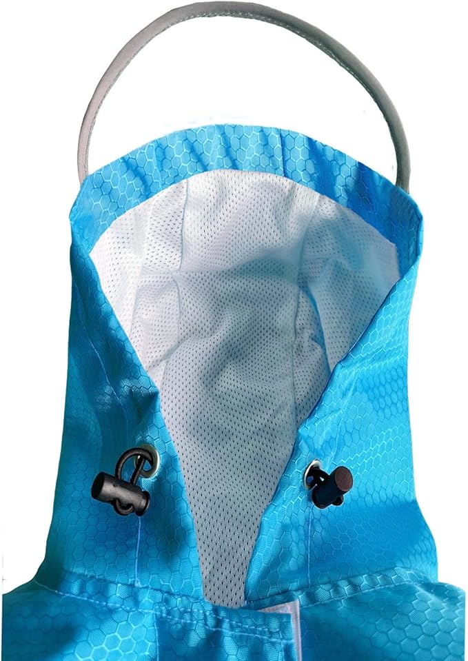 Dog Raincoat Waterproof Reflective Slicker - Lightweight Breathable Hooded Poncho Rain Coat Jacket with Adjustable Belly Strap and Leash Hole for Small Medium Large Dogs (Medium, Blue)