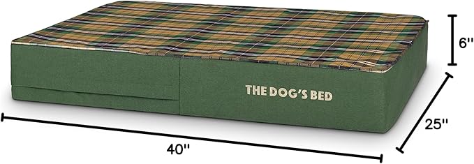 The Dog’s Bed Orthopedic Memory Foam Dog Bed, Large Green Tartan 40x25, Pain Relief for Arthritis, Hip & Elbow Dysplasia, Post Surgery, Lameness, Supportive, Calming, Waterproof Washable Cover