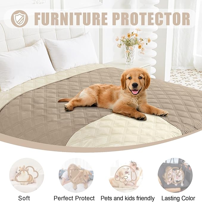 Smiry Waterproof Dog Blanket, Reversible Dog Bed Cover Pet Blanket, Soft Pet Couch Covers for Sofa Washable, Bed Couch Sofa Furniture Protector for Puppy Cat Kids (30"x70", Taupe/Beige)