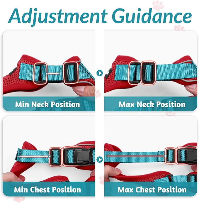 rabbitgoo Cat Harness and Leash for Walking, Escape Proof Soft Adjustable Vest Harnesses for Cats, Easy Control Breathable Reflective Strips Jacket, Red & Teal, M
