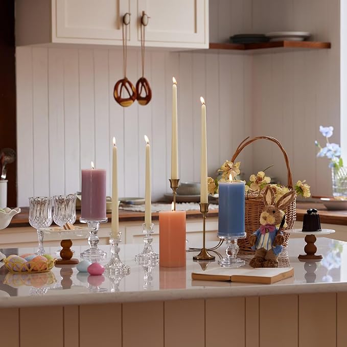 New Burning Formula Unscented Dripless 10-Inch Taper Candles Set of 12 - Ivory, for Wedding, Dinner - Smokeless, Long Burning - Hand Poured, Colored Tall Candlesticks - Marfil