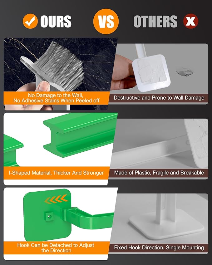 Multi-Purpose Hat Organizer (4-Pack), Strong Adhesive Hat Hooks for Wall, Two Mounting Options, Multicolor