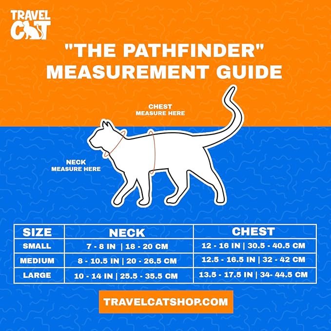 TRAVEL CAT The Pathfinder Cat Harness with GPS Tracker Pocket - Powered by Tractive Cat Harness Escape Proof - Walking Escape Proof Cat Harness for Small, Large, Kitten (Blue, Medium)