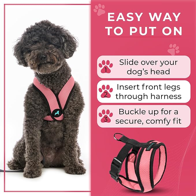 Gooby Comfort X Head-in Harness – Small Dog Harness for Toy Breeds (5–9 lbs), Pink, Small