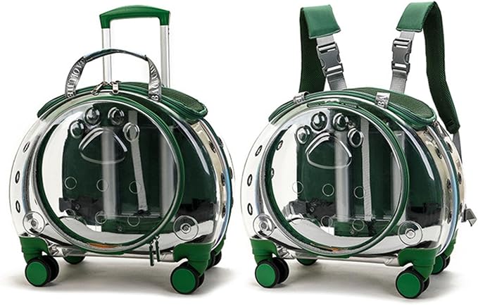 Pet Trolley Case with Ventilation Holes, Pet Carrier,Rolling Carrier,Clear Window Trolley Case,Strollers for Small Dogs,Cat Carrier with Silent Wheels Telescopic for Travel Orange