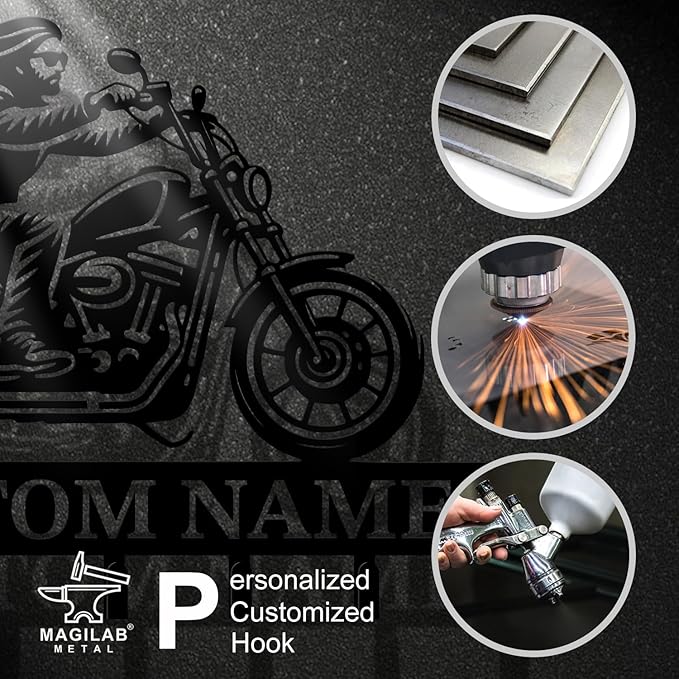 Personalized Custom Name Motorcycle Keys Hooks,Metal Motorcycle Art Clothes Keys Hooks,Metal Motorcycle Lover Wall Home Storage Decorative Keys Hooks,Key Holder Hooks for Wall (Style B)