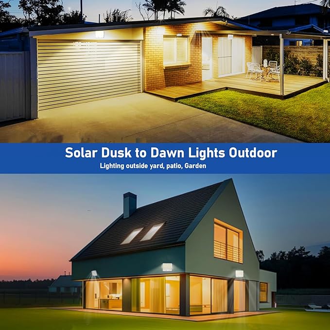 Solar Flood Lights Outdoor, 226 LEDs Flood Lights Motion Sensor, Dusk to Dawn Solar Outdoor Lighting with 3 Modes, Remote Control Outside Security Porch Lights for Garage Patio Yard (2 Pack)