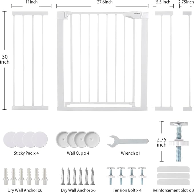 Baby Gate Extra Wide, 29.5"- 51.5" Pressure Mounted Dog Gate with Walk Through Door, Auto Close Pet Gate for Stairs,Doorways,House
