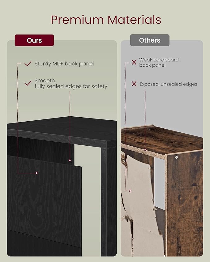 VASAGLE Custos Collection - Bookshelf, 2-Tier Bookcase, Book Shelf, Open Storage Shelf, 9.4 x 11.8 x 25.2 Inches, for Living Room, Home Office, Dining Room, Ebony Black ULBC432B01