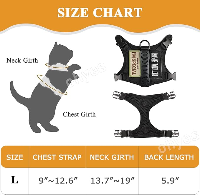 Tactical Cat Harness and Leash for Walking,Escape Proof Soft Adjustable Pet Vest Harness for Large Cat,Breathable Mesh Small Dog