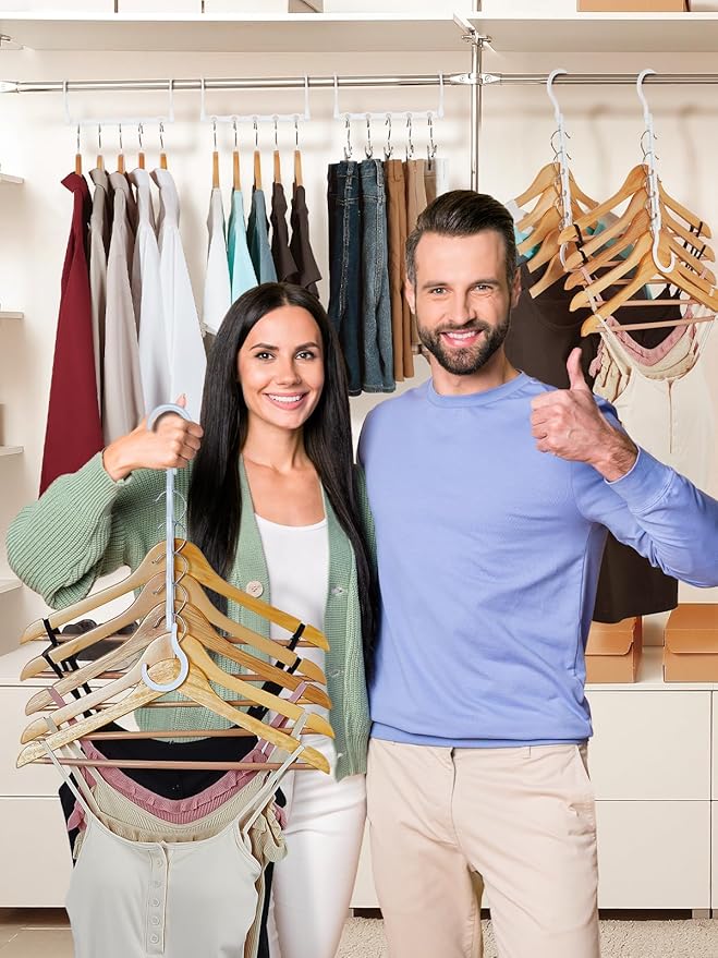 HOUSE DAY Closet Organizers and Storage, 16 Pack, Space Saving Hangers White, Closet Organizer Space Saver 80%, Sturdy Plastic Magic Hangers for All Types of Clothes, College Dorm Room Essentials