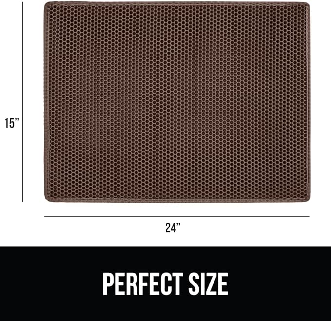 GORILLA GRIP Honeycomb Cat Litter Box Mat, Two Layer Trapping Waste Mats, Soft On Paws, Litter Box Supplies and Essentials for Indoor Cats, Traps Excess, Water Resistant for Floors, 24x15 Brown