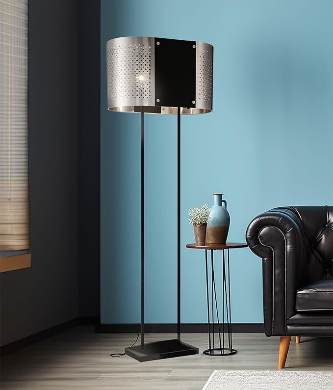 GEORGE KOVACS P5534-420 Noho Two Light Floor Lamp, Brushed Nickel W/Sand Coal