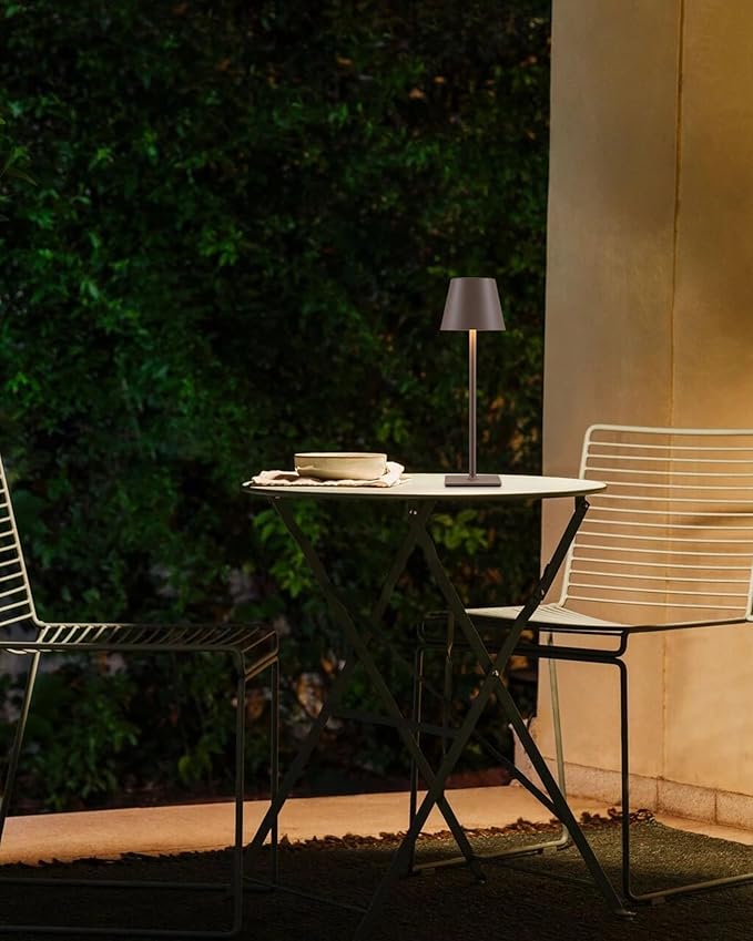 KDG 2 Pack Cordless Table Lamp,Portable LED Desk Lamp, 4000mAh Battery Operated, 3 Color Stepless Dimming Up, for Restaurant/Bedroom/Bars/Outdoor Party/Camping/Coffee Shop Night Light(Brown)