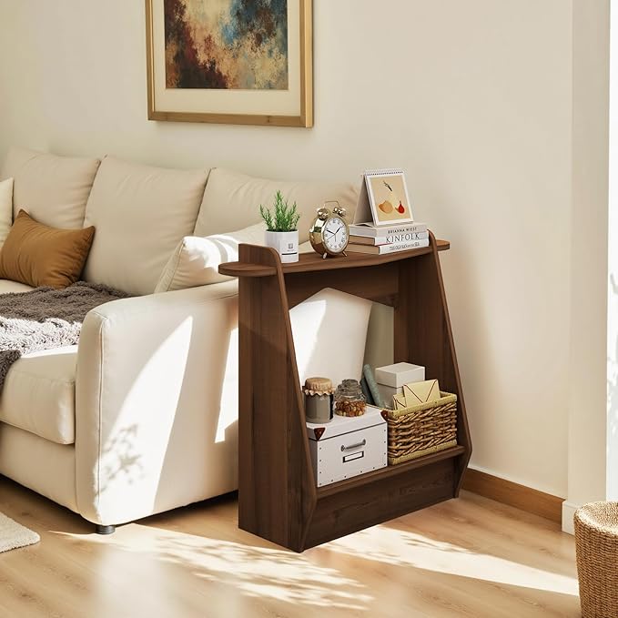 Pmnianhua Wood Console Table, 2-Tier Accent Storage Sofa Table, Wooden Farmhouse Entryway Organizer Shelf for Entrance, Hallway, Living Room, Bedroom(Walnut)