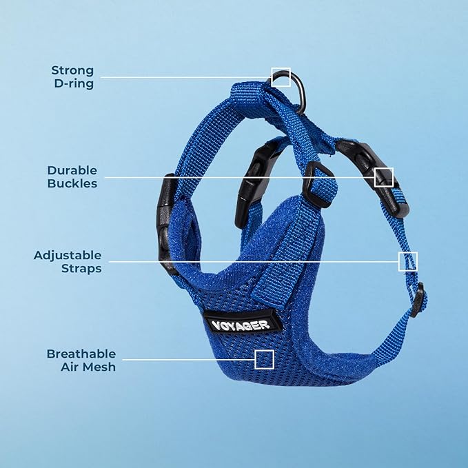 Voyager Step-in Pet Harness - All Weather Mesh, Adjustable Step in Harness for Cats and Dogs by Best Pet Supplies - Royal Blue, L
